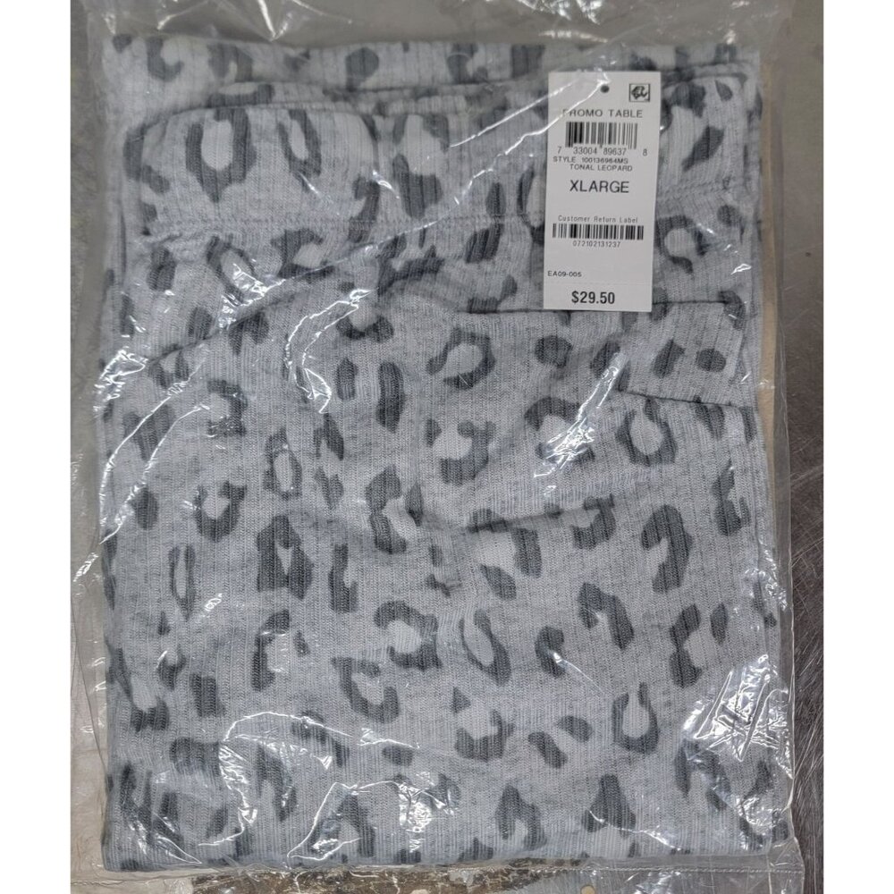 Jenni Intimates Tonal Leopard Print Lounge Pants Gray XL Ribbed